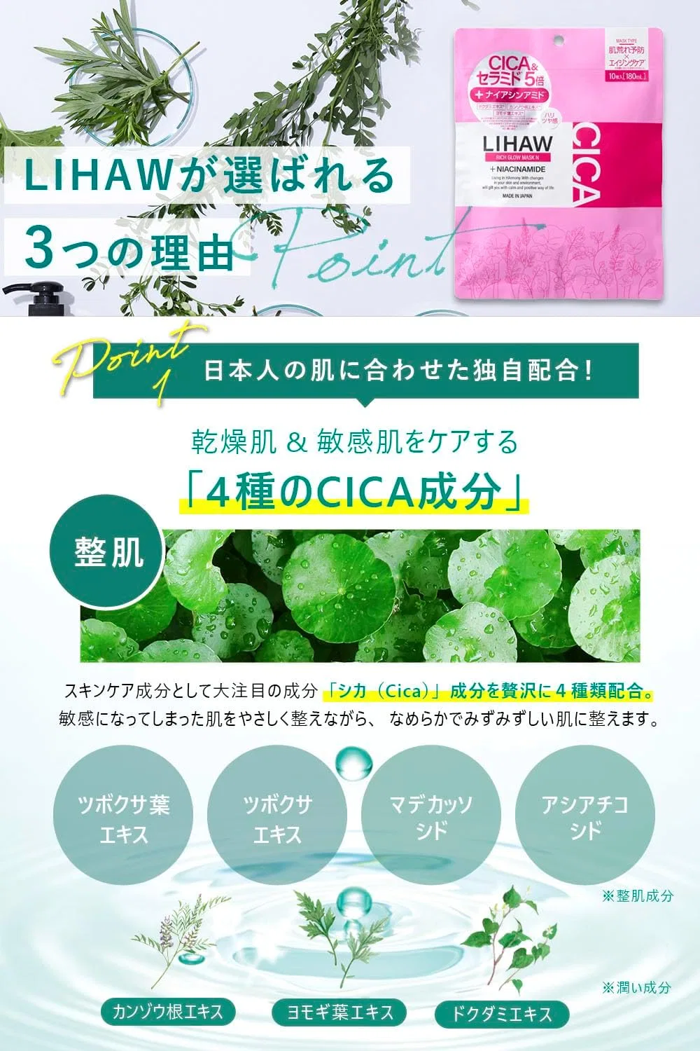 Набор Lihaw — Листовая Rich Grow Mask N с цикой и ниацинамидом, 10 шт x 2 набора — фото 3