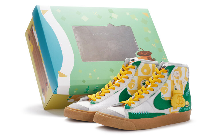 

Кроссовки Nike Blazer Skateboard Shoes Men High-Top White Yellow/Green