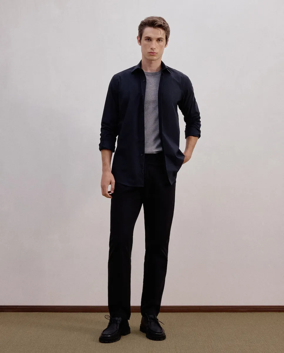 

Мужские спортивные брюки из хлопка с эластаном, обычного кроя Dustin, черный