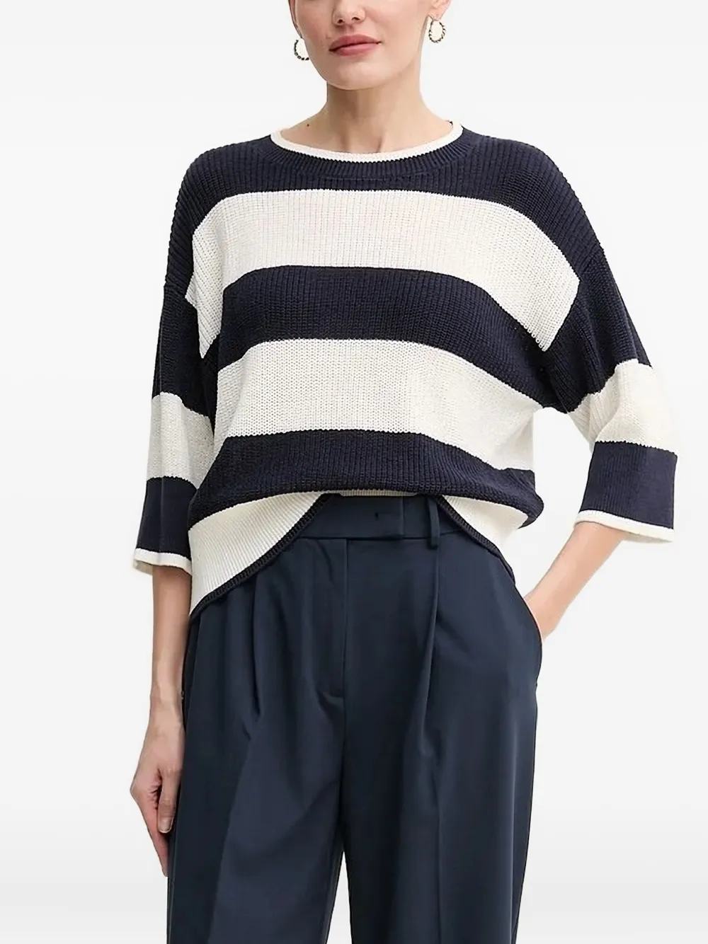 

Полосатый свитер с четвертью рукава Pedro Del Hierro, синий