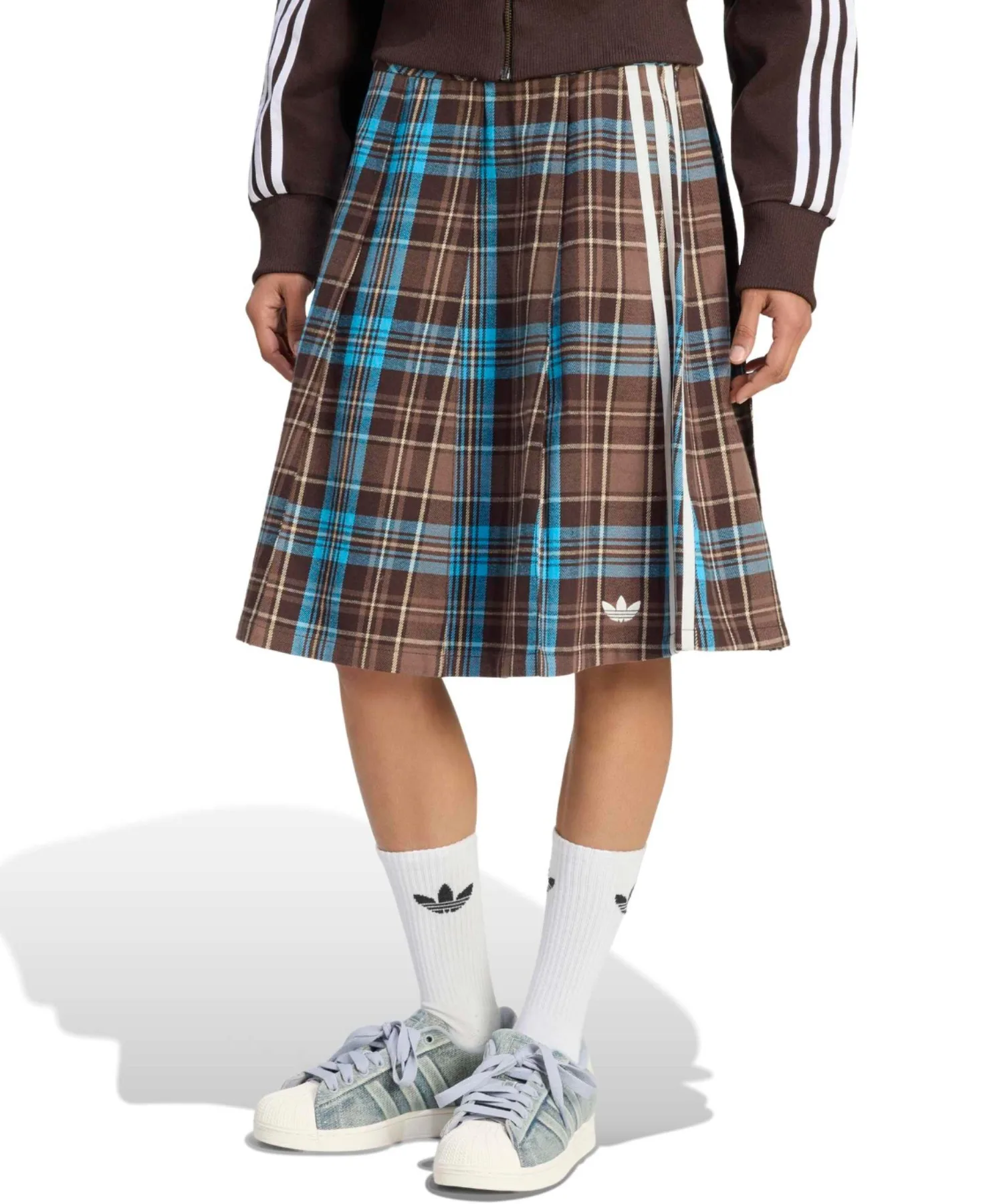 Женская юбка в складку с клеткой Pleated Check Skirt adidas разноцветная — фото 2
