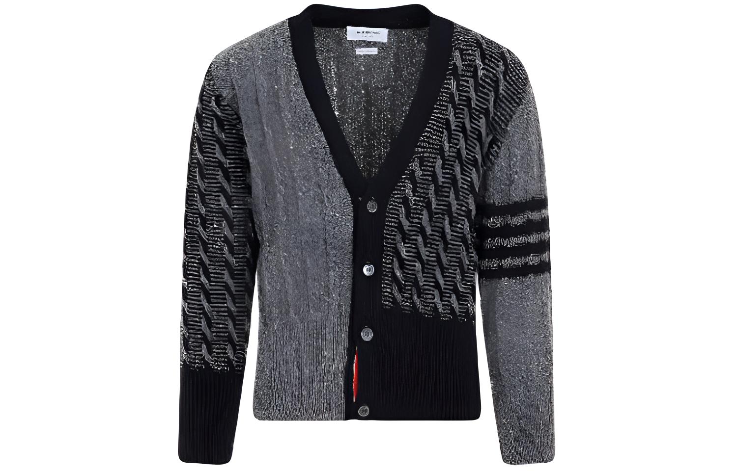 

Кардиган с полосками 4-полосный THOM BROWNE, серый