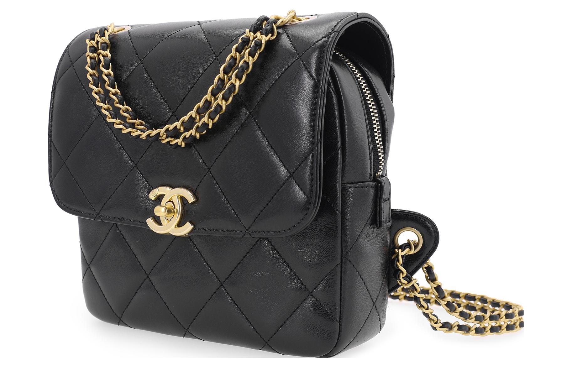 23P SS Рюкзак из овчины женский черный CHANEL — фото 3