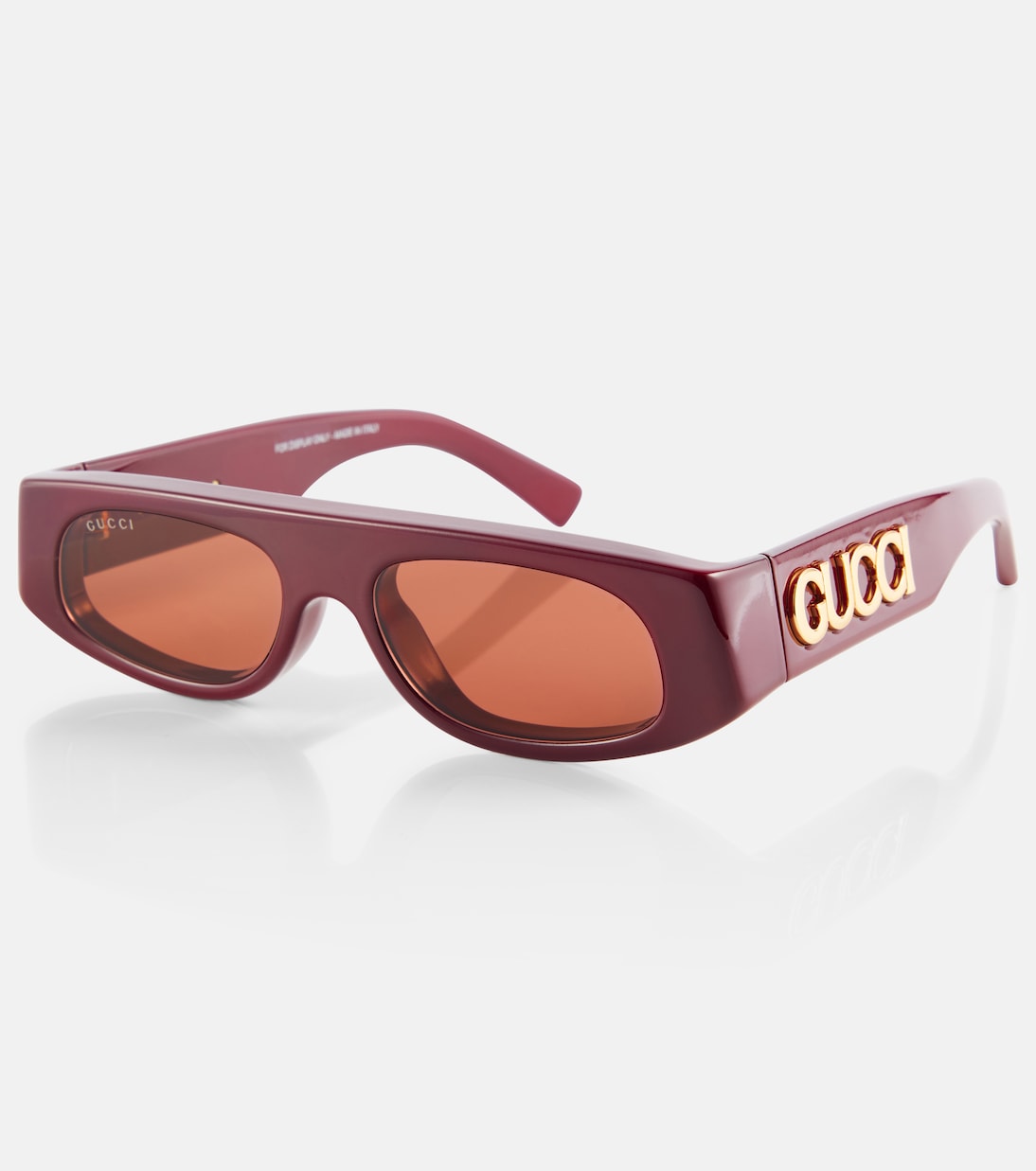 Прямоугольные солнцезащитные очки с логотипом Gucci, Burgundy-Burgundy-Brown — фото 4