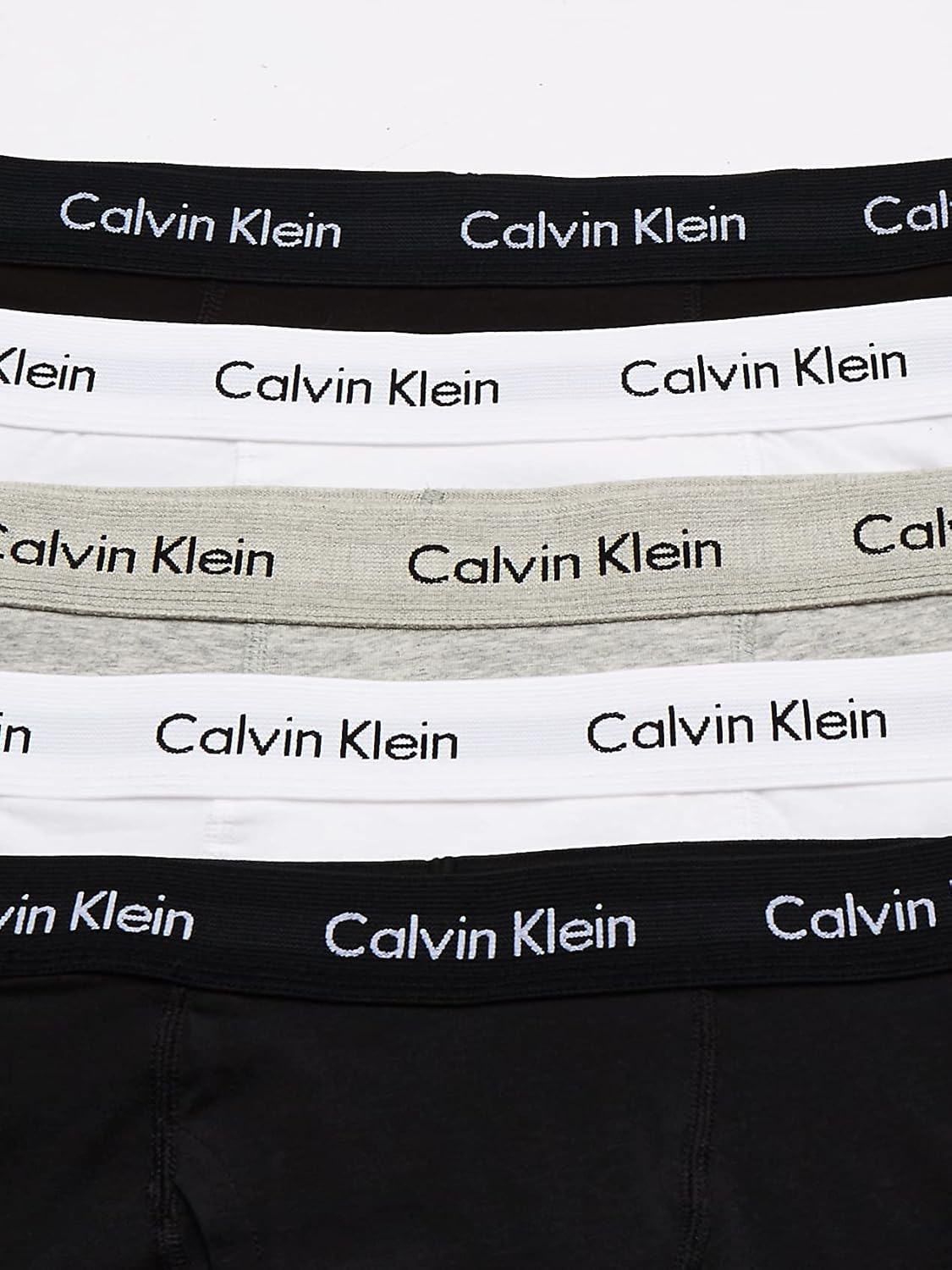 Комплект из 5 мужских трусов-боксеров Calvin Klein из хлопка и эластичного материала, 2 Black, 2 White, 1 Grey Heather — фото 2