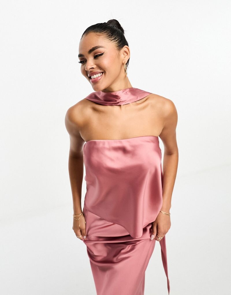 

Розовое атласное бандо и галстук ASOS DESIGN — часть комплекта