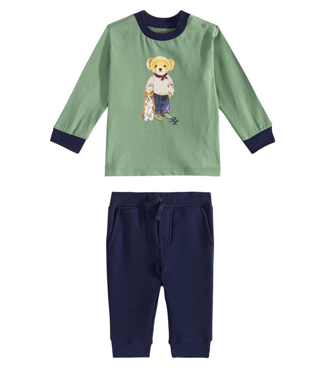 

Комплект из толстовки и спортивных штанов Baby Polo Bear Polo Ralph Lauren Kids, цвет fatigue