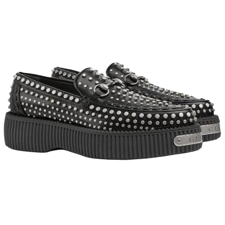 GUCCI Horsebit кожаные лоферы 53 см мужские черные — фото 4