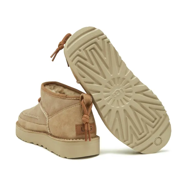 Ботинки кожаные UGG зимние, бежевый — фото 4