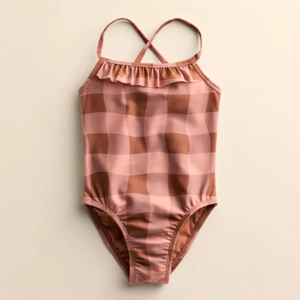 

Детский купальник с рюшами для девочек 4-12 лет Little Co. By Lauren Conrad, цвет blush checker