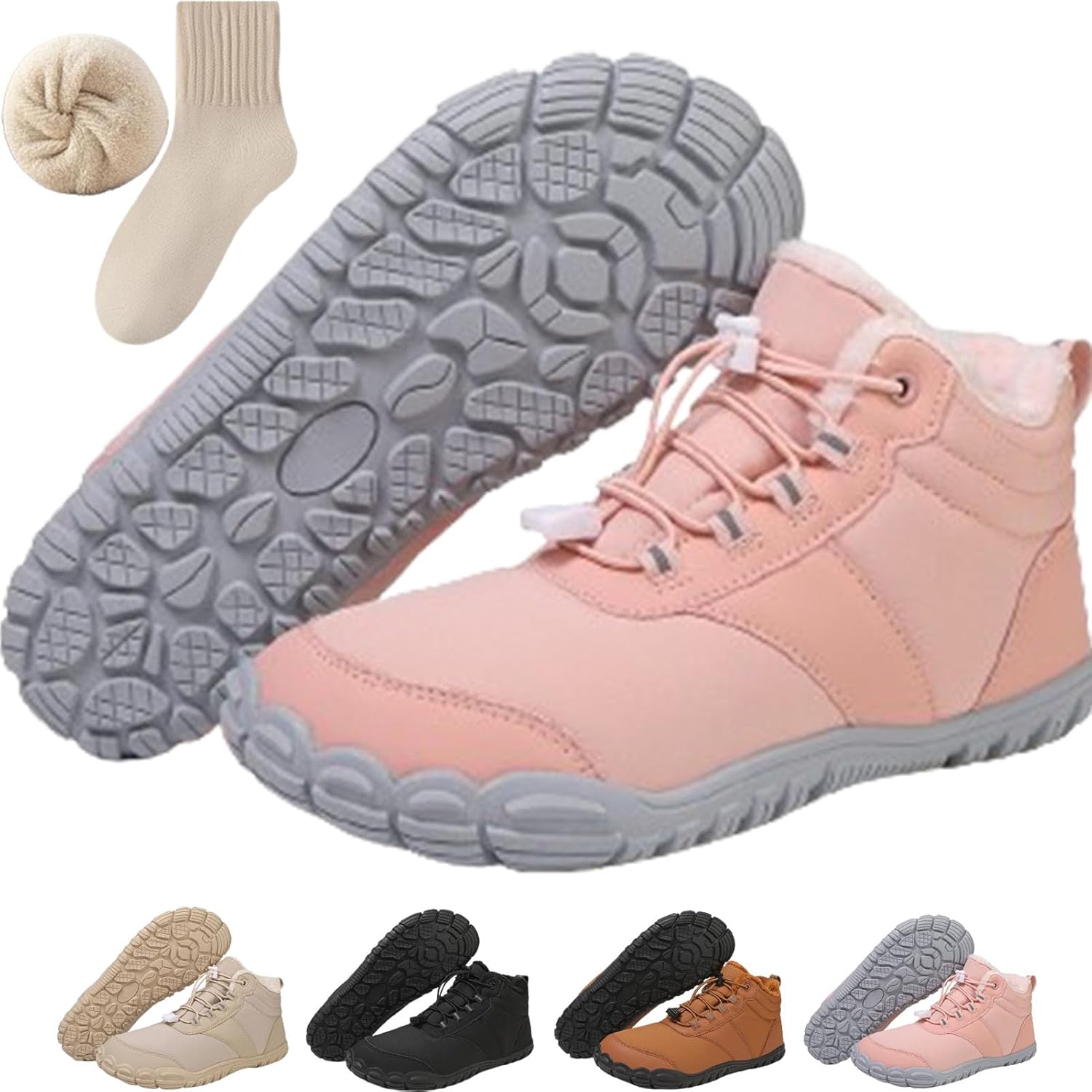 

Зимние походные ботинки для женщин и мужчин, водонепроницаемые, теплые, повседневные снежные, с нескользящей подошвой, минималистичная обувь для прогулок на открытом воздухе Generic, розовый