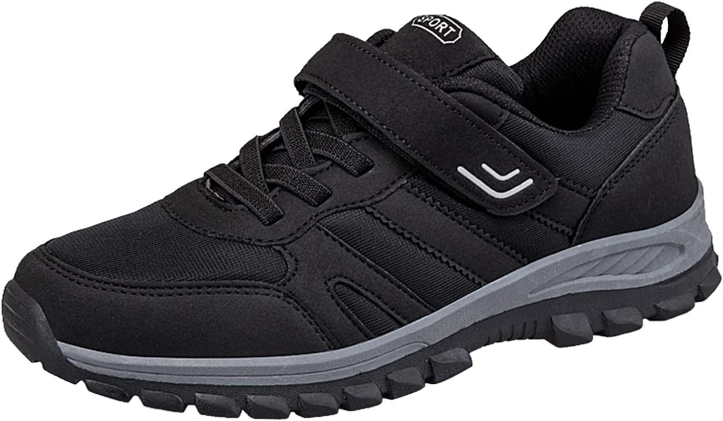 

Мужские слипоны для ходьбы с комфортной подошвой из пены с эффектом памяти, легкие дышащие кроссовки для походов, модные кроссовки с шнуровкой, нескользящие, для дома и улицы, для тренировок и тенниса, широкий размер Generic, черный