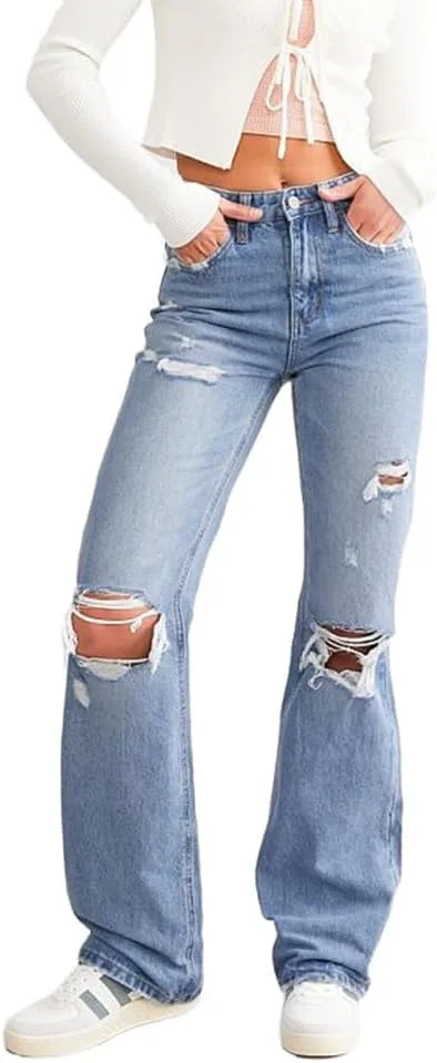 

Женские джинсы loose wide leg high waist ripped boyfriend baggy bootcut NDCOXQW