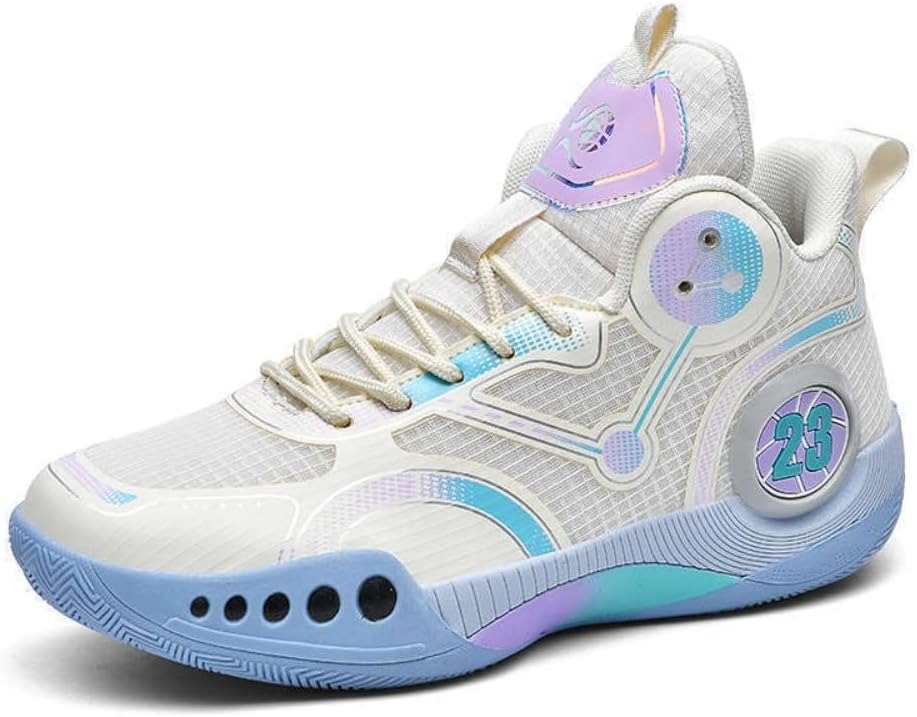 

Мужские баскетбольные кроссовки High Top Дышащие, не скользящие амортизирующие кроссовки для спортивных тренировок на цементном корте Spedify, белый/фиолетовый