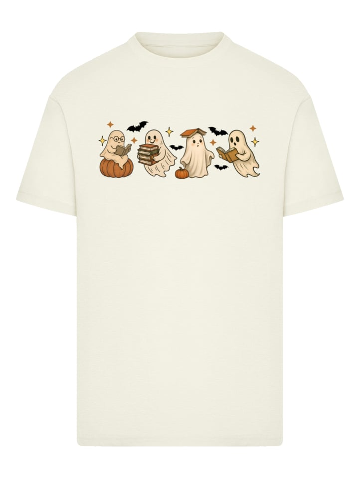 

F4NT4STIC Футболка на Хэллоуин: Призрак, милая книжка в песочном цвете, Бежевый, F4NT4STIC Футболка на Хэллоуин: Призрак, милая книжка в песочном цвете