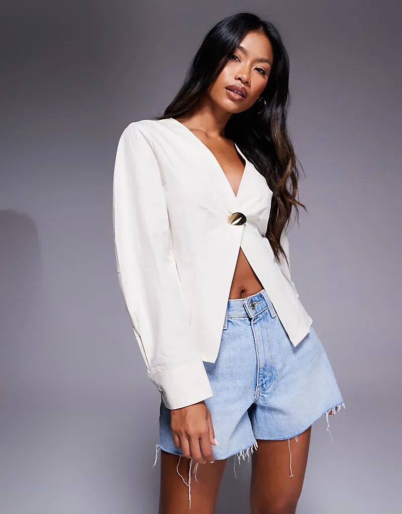 

Топ с рукавами-коконами и пуговицами спереди ASOS DESIGN цвета пахты