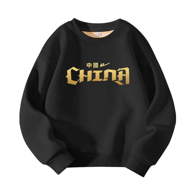 Детский свитшот с круглым вырезом утепленный WARRIOR, Red Gold-Stamped China — фото 3