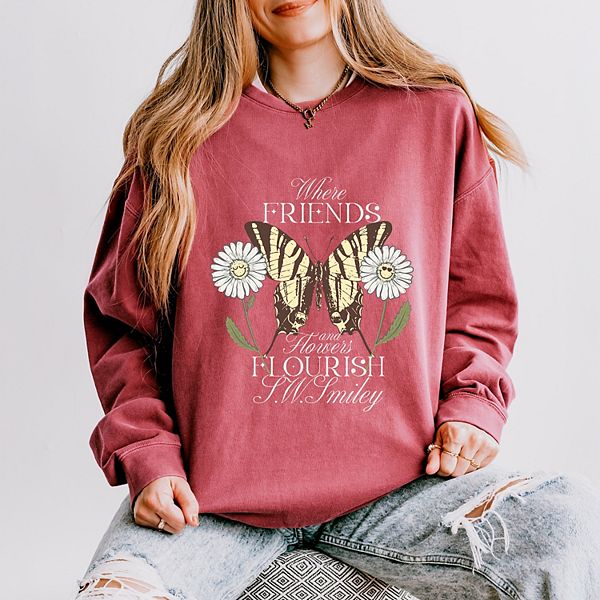 

SWSmiley where friends and flowers flourish - женский легкий свитшот garment dyed Simply Sage Market, Crimson, Зеленый, SWSmiley where friends and flowers flourish - женский легкий свитшот garment dyed Simply Sage Market, Crimson