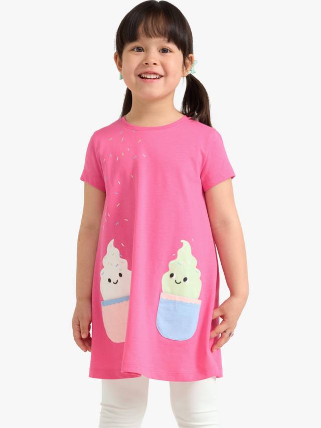 

Детский топик с принтом мороженого из хлопка Lindex, Pink
