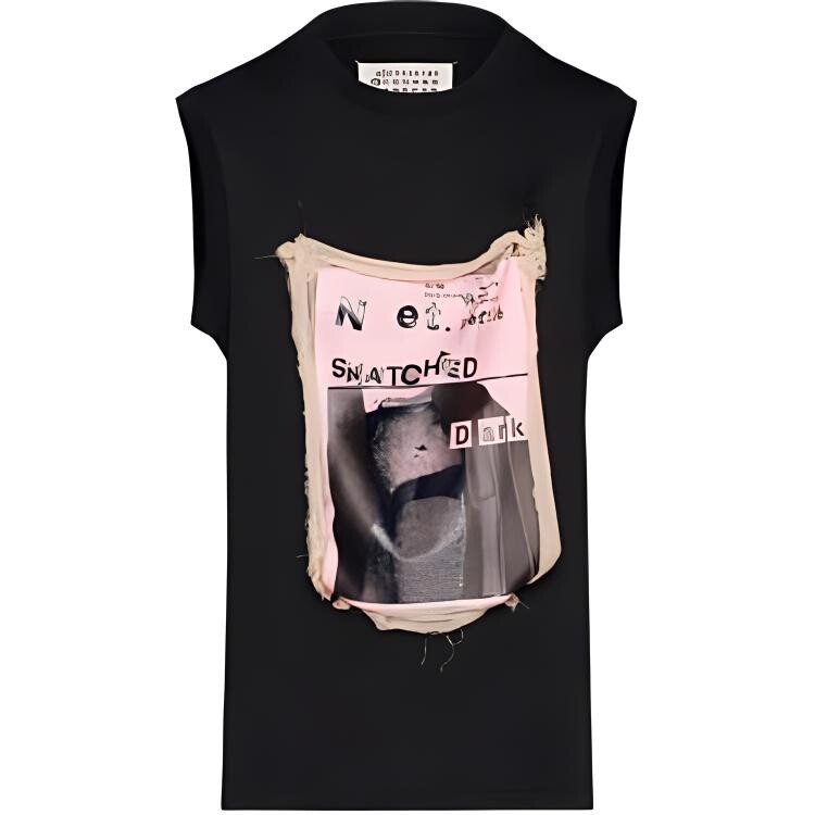 

Футболка женская Maison Margiela, черный / розовый
