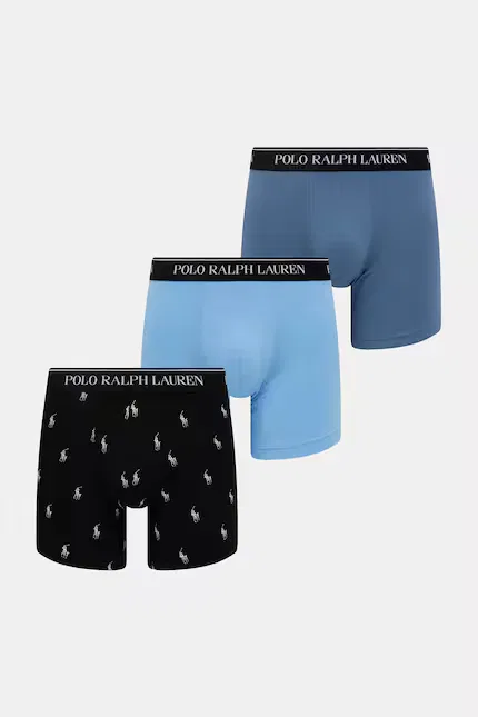 Боксеры хлопковые с эластаном 3 шт Polo Ralph Lauren, черный