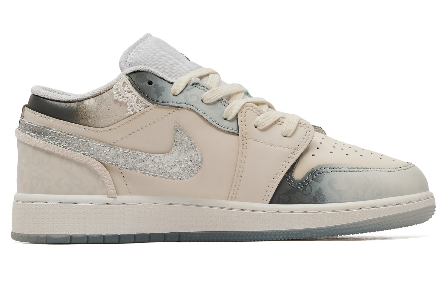 Кроссовки Air Jordan 1 Vintage Basketball Shoes Women's Low-top Beige/Gray, серый — фото 2