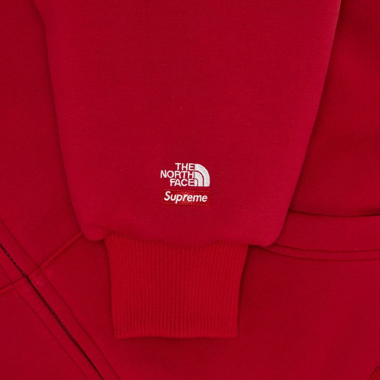Толстовка Supreme x The North Face Down Filled Zip Up Hooded Sweatshirt, Red — фото 3