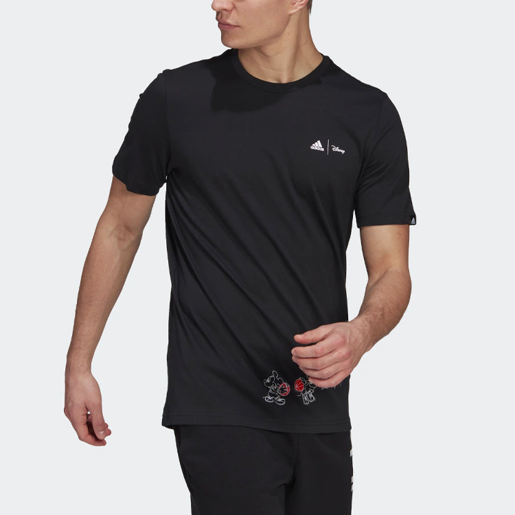 Футболка adidas Logo Alphabet Printing Round Neck Short Sleeve Black GL3221, черный — фото 4