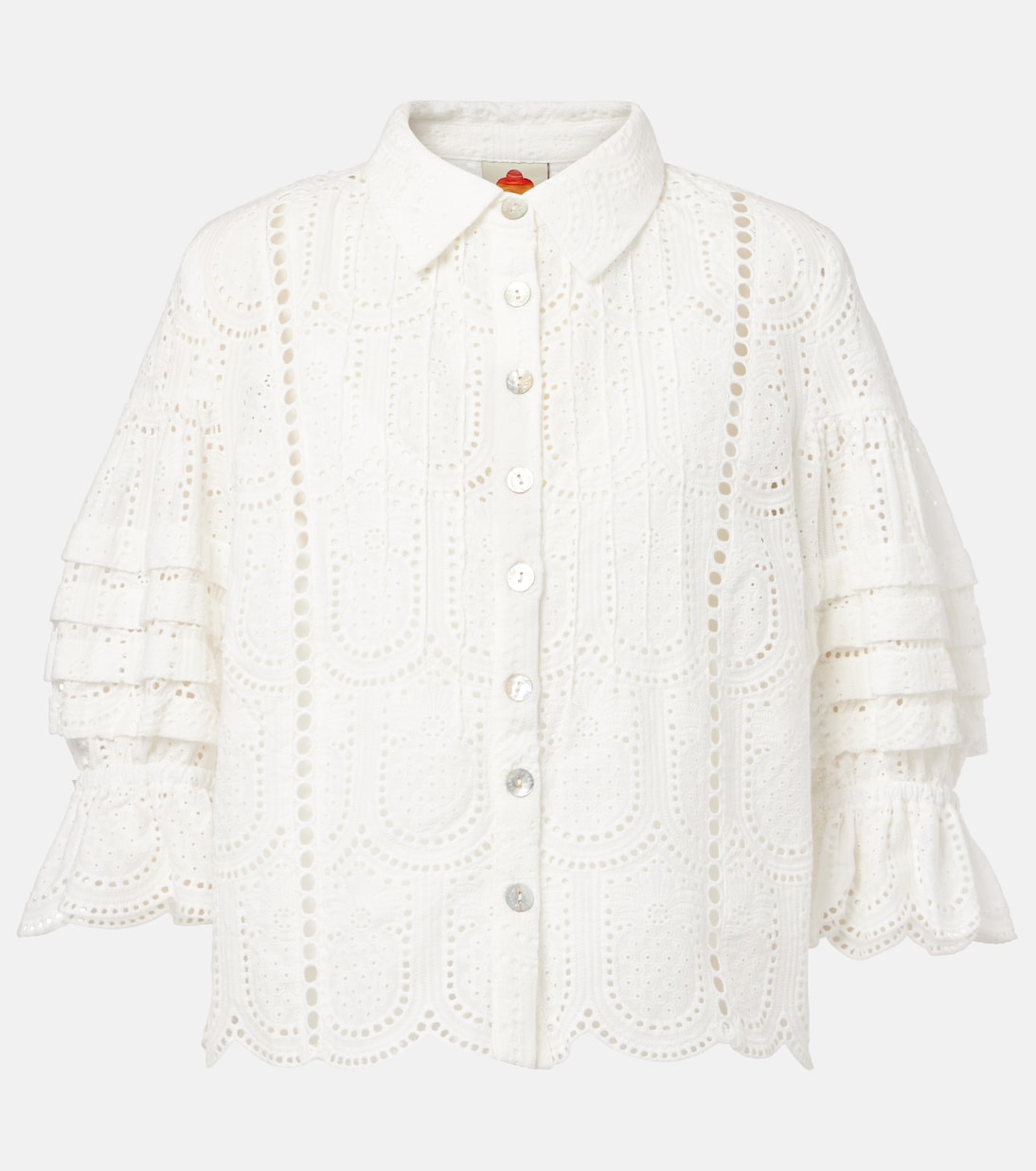 

Вышитая хлопковая рубашка Farm Rio, Off-White