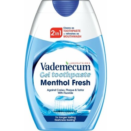 

2 в 1 ментоловая гелевая зубная паста против кариеса и зубного налета 75 мл Vademecum