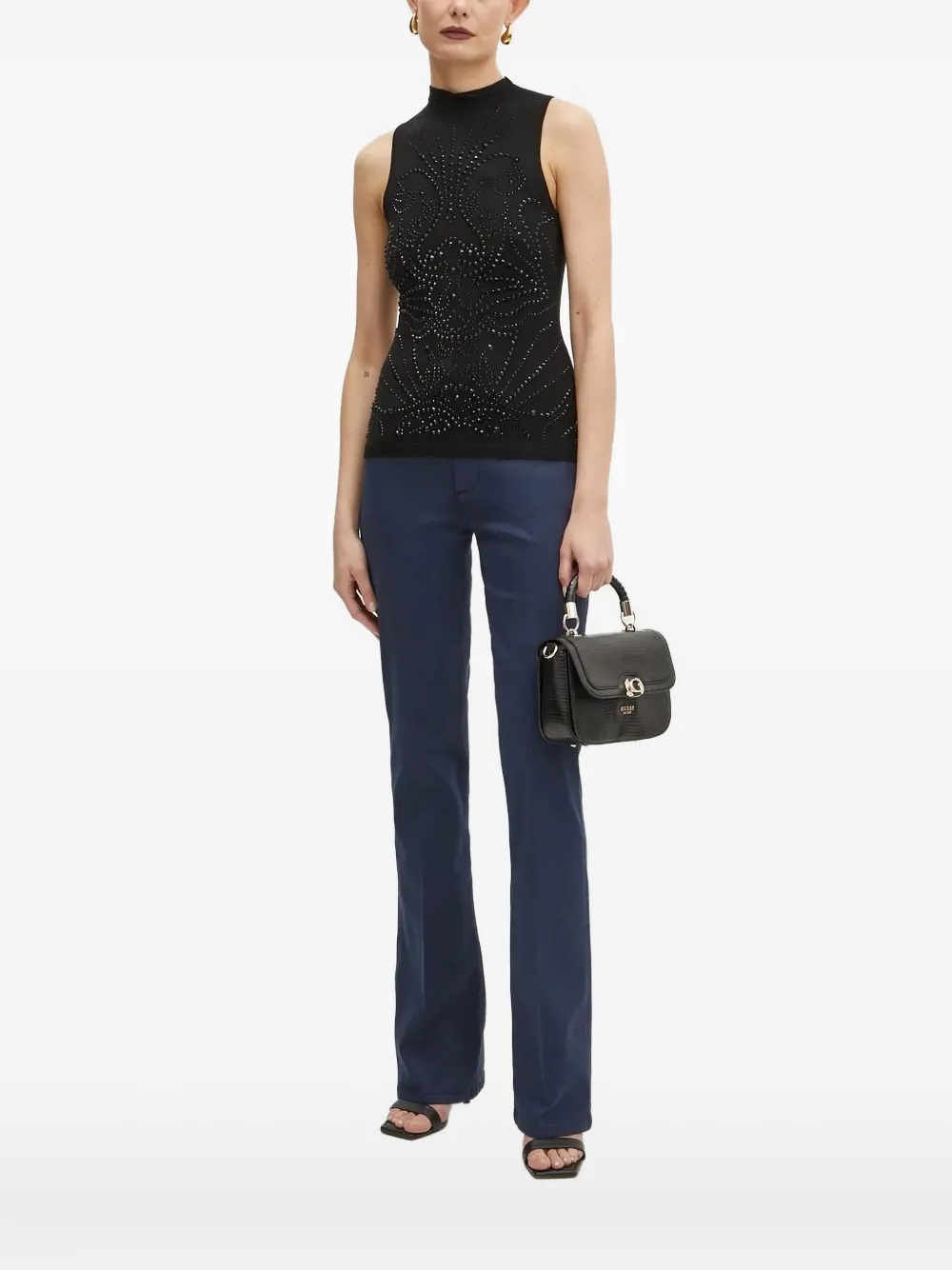 

Украшенный топ с воротником-стойкой GUESS USA, черный