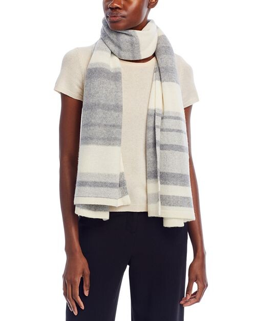 

Роскошная вязаная накидка в полоску — C by Bloomingdale's Cashmere, цвет Gray