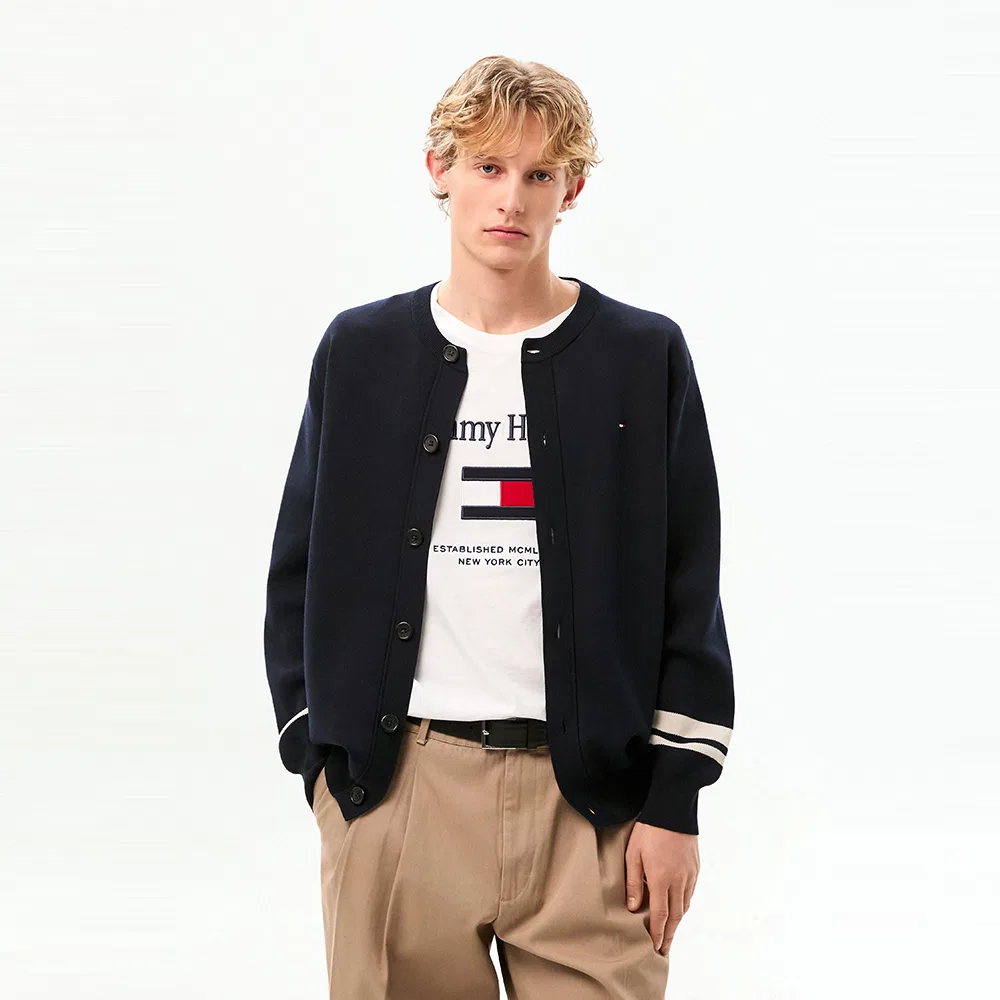 Мужской кардиган с круглым вырезом тёмно-синий от Tommy Hilfiger