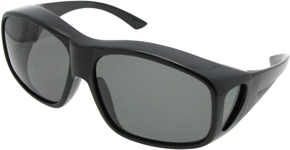 

Очень большие, облегающие, поляризованные солнцезащитные очки для мужчин с защитой от УФ-излучения - Боковые щитки для солнцезащитных очков F19 Sunglass Rage, Shiny Black Medium Dark Gray Lens