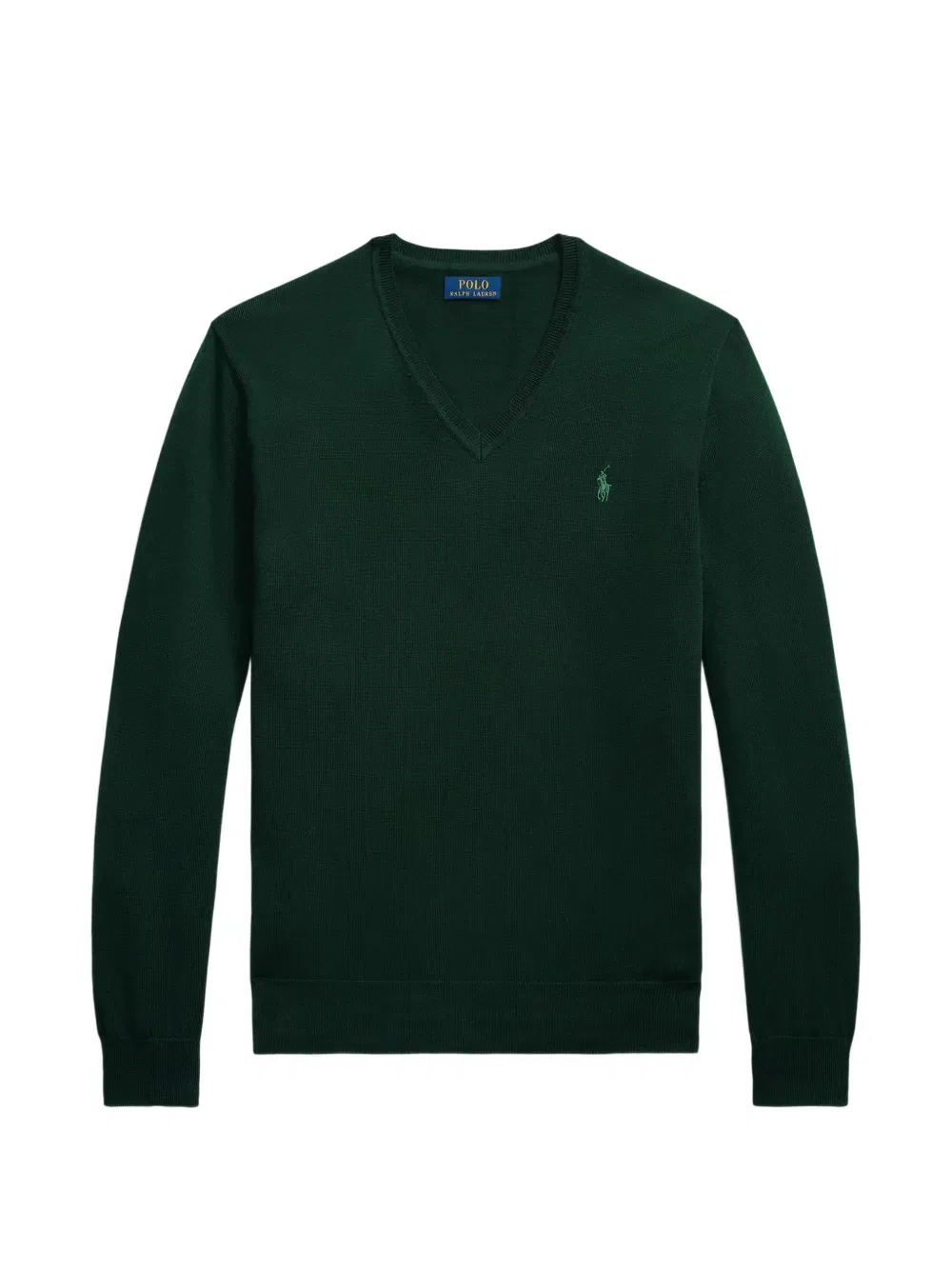 Свитер с V-образным вырезом и вышитым логотипом Polo Ralph Lauren, зеленый