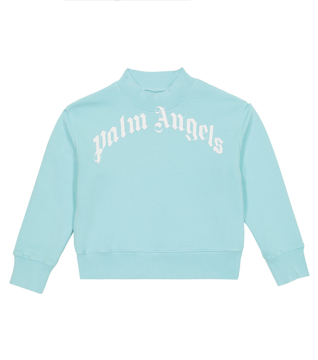 

Хлопковый свитер с высоким воротом и логотипом Palm Angels Kids, Light Blue White