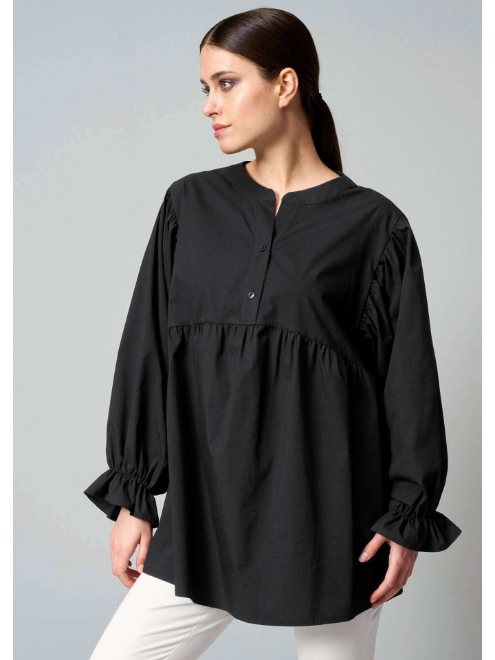 

Alba Moda Блузка из поплина со стоячим воротником, черная