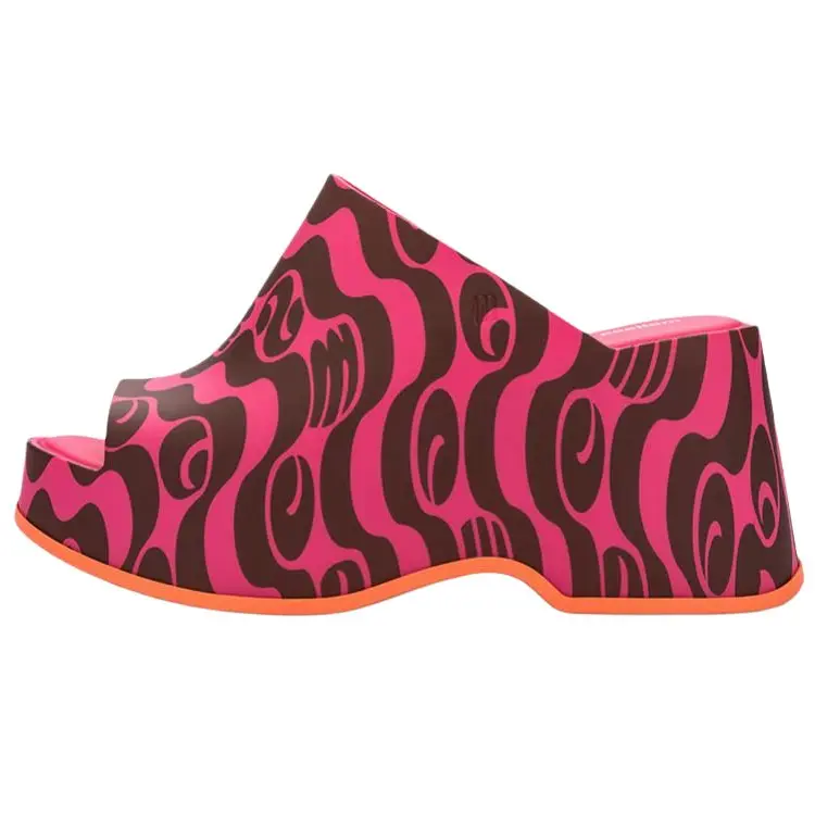 Melissa Мелисса противоскользящие шлепанцы женские розово-черные, цвет Pink/Black Color