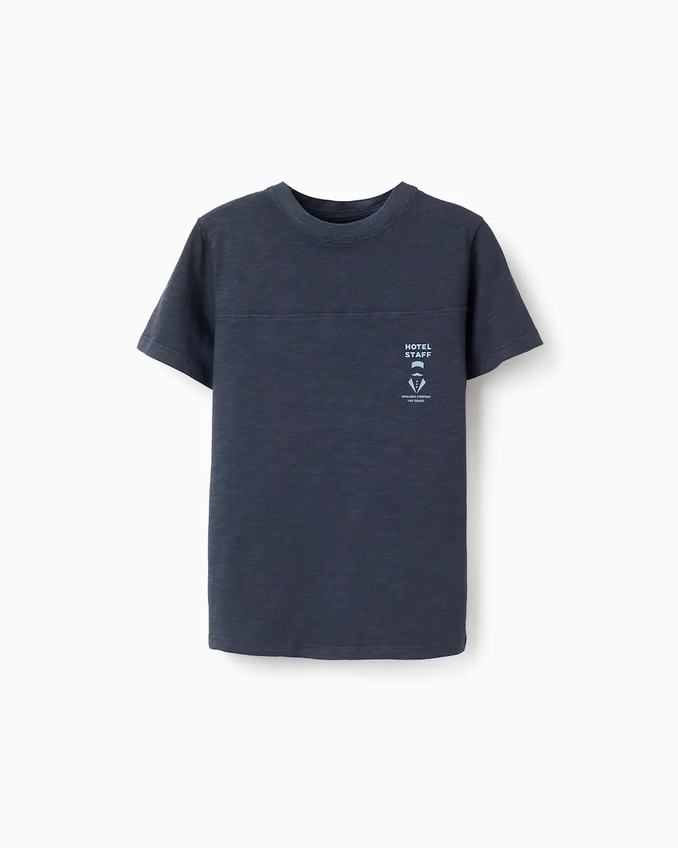 

Футболка для мальчика 100% хлопок с рисунком Zippy, темно-синий