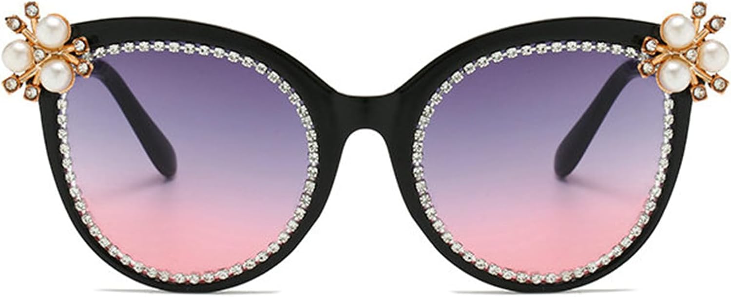 

Солнцезащитные очки Willochra «Кошачий глаз» с блестящими кристаллами, градиентные солнцезащитные очки, женские солнцезащитные очки для вечеринок со стразами, защита UV400, Black Purple