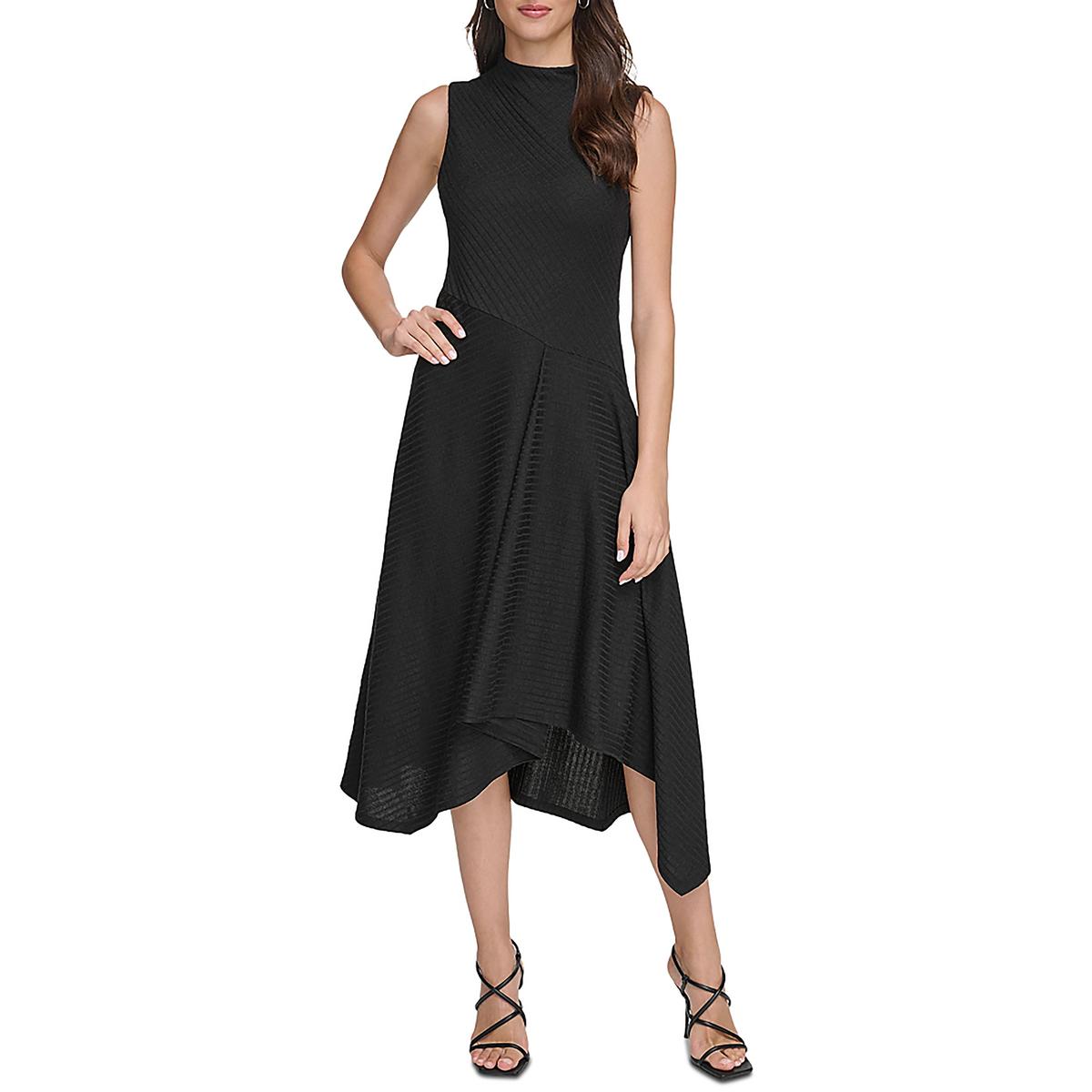 

Женское асимметричное платье-футляр без рукавов DKNY, черный