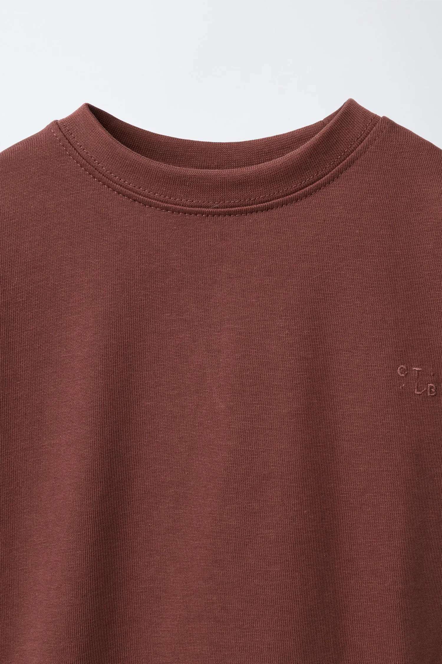 Вышитая плотная футболка Zara, светло-бордовый — фото 3