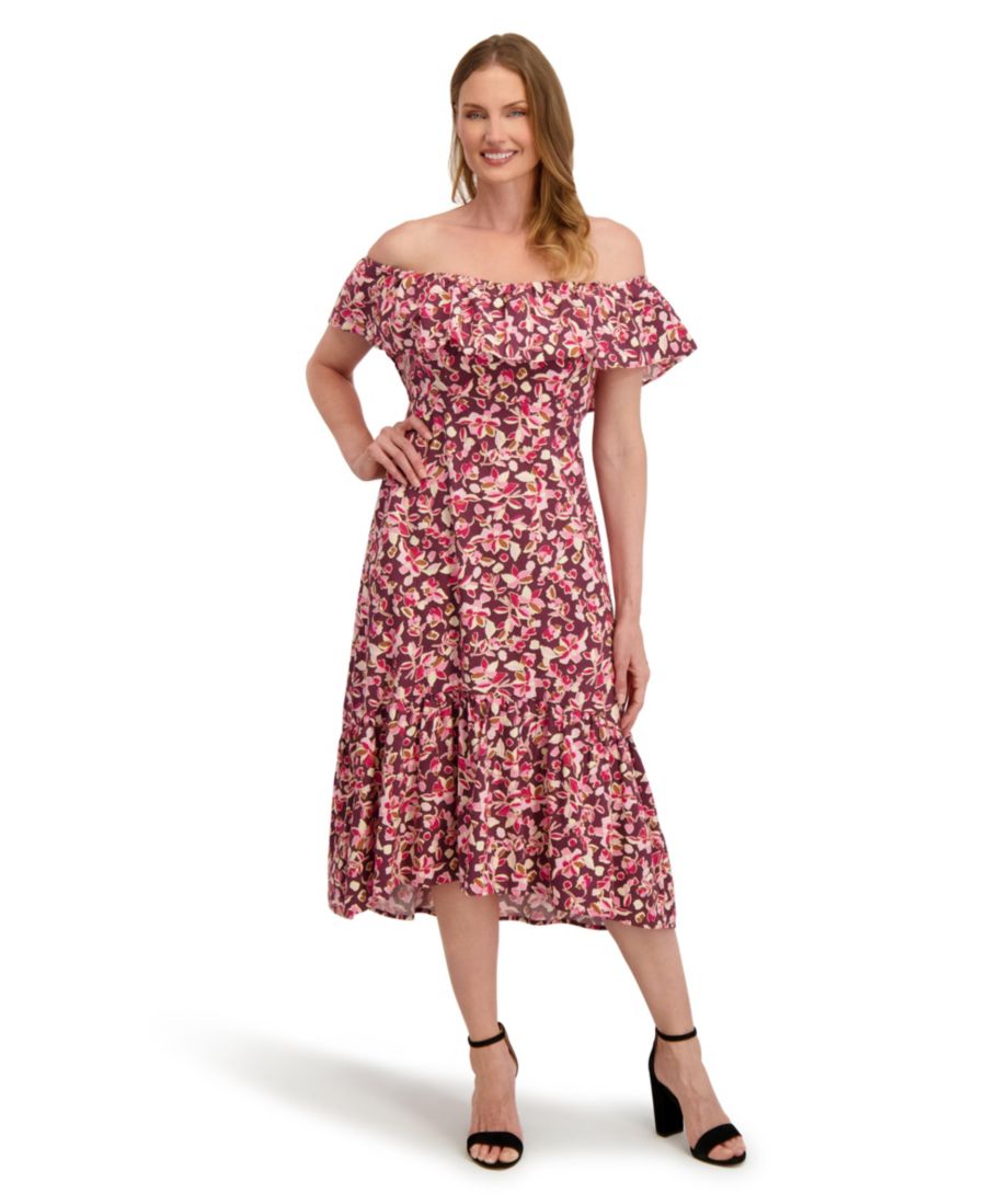 

Женское платье Emily с открытыми плечами и оборками Laundry by Shelli Segal, Floral multi