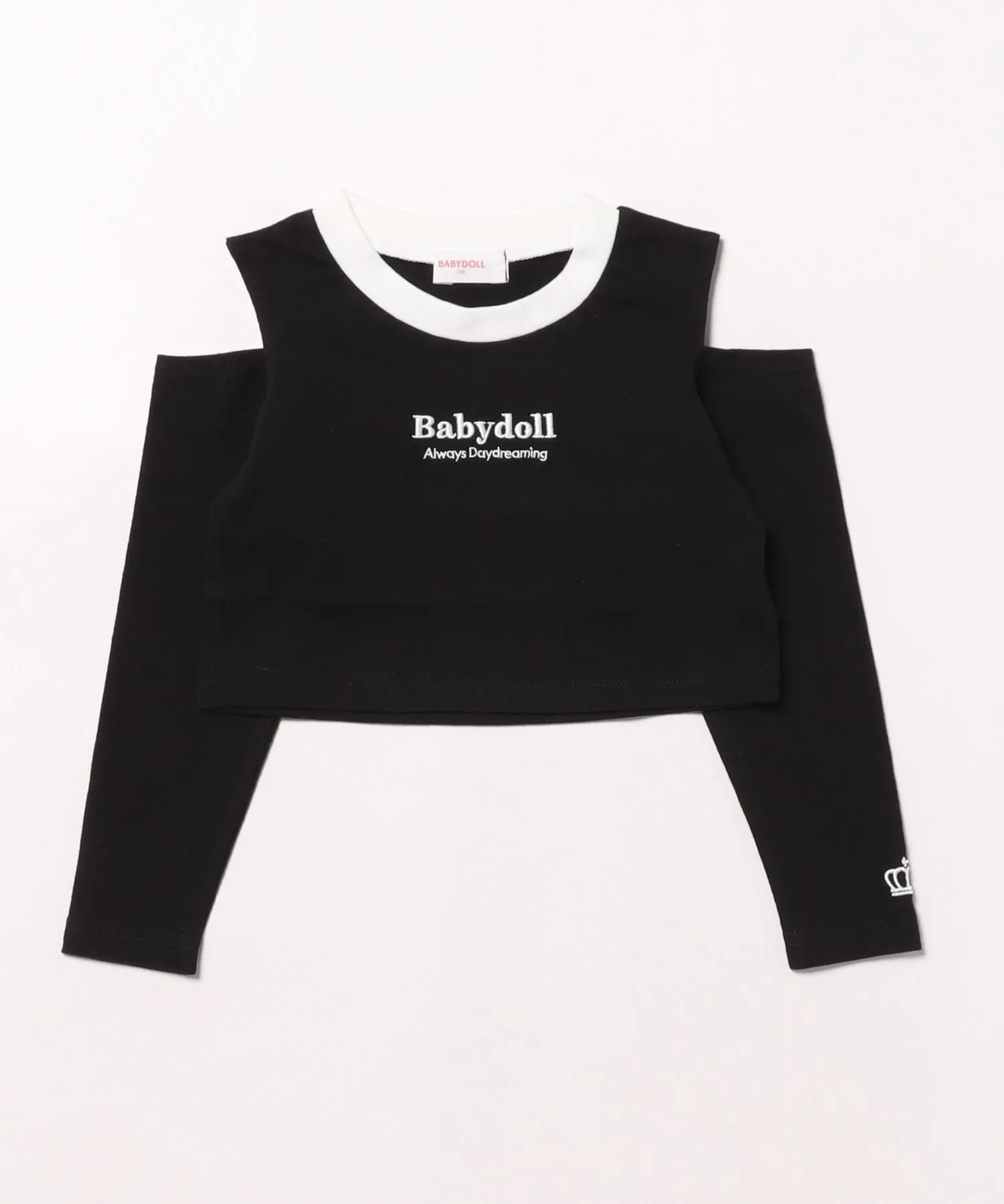 Детская футболка с открытыми плечами BABYDOLL короткая светло-зелёного цвета — фото 2