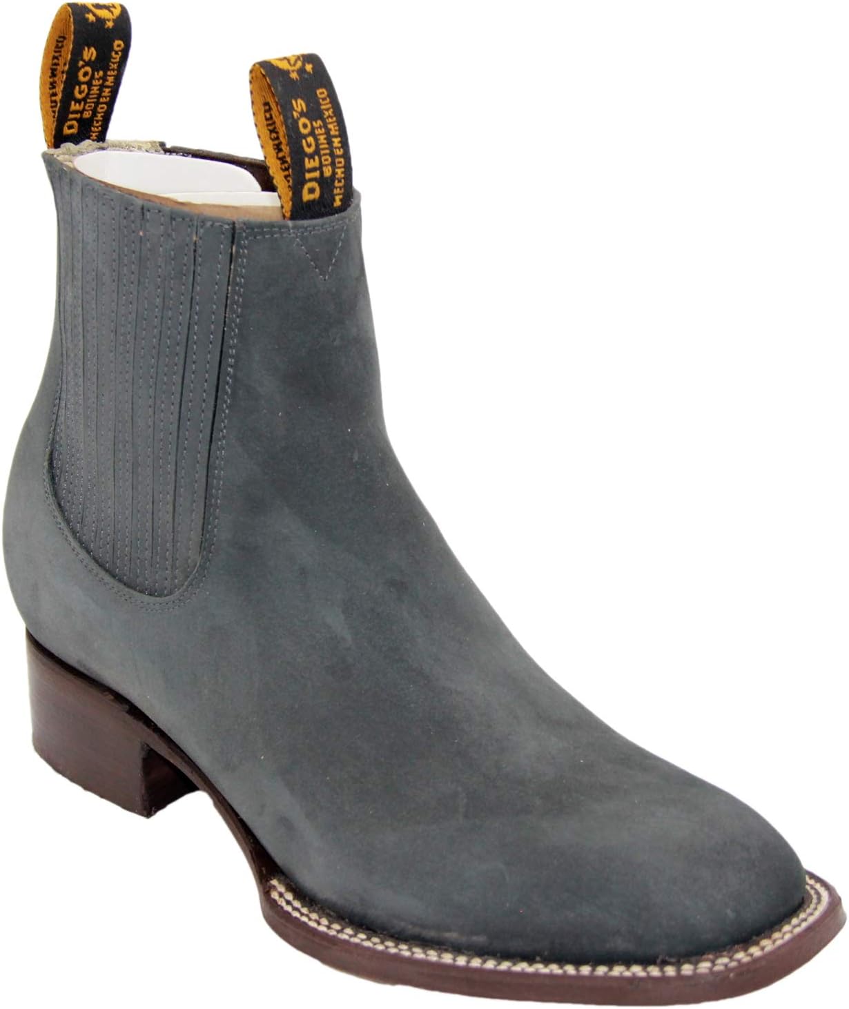 

Мужские ковбойские ботинки из натуральной кожи коровы, короткие, до щиколотки, в стиле вестерн, родео, для байкеров The Shoppe, серый