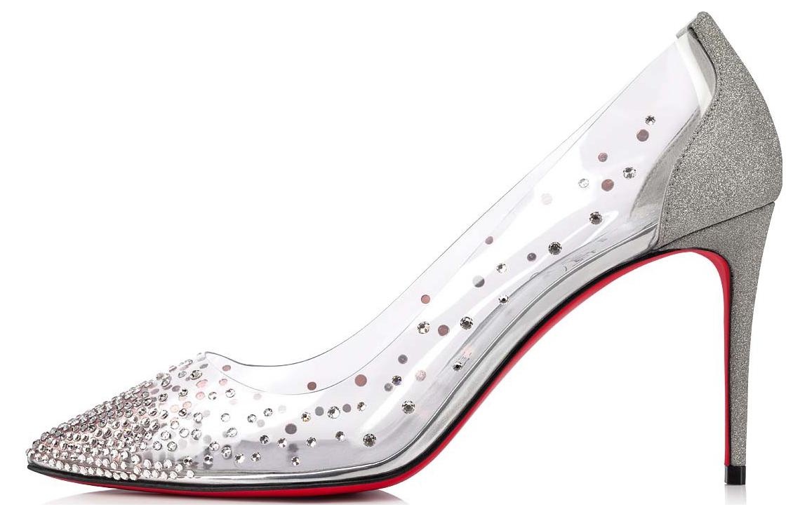 Туфли на тонком каблуке CL LUBOTING, высокие, 8,5 см, женские, серебристые Christian Louboutin, Original Shoe Box Included