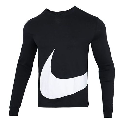 

Футболка men's sportswear contrasting colors large logo round neck sports long sleeves black Nike, черный