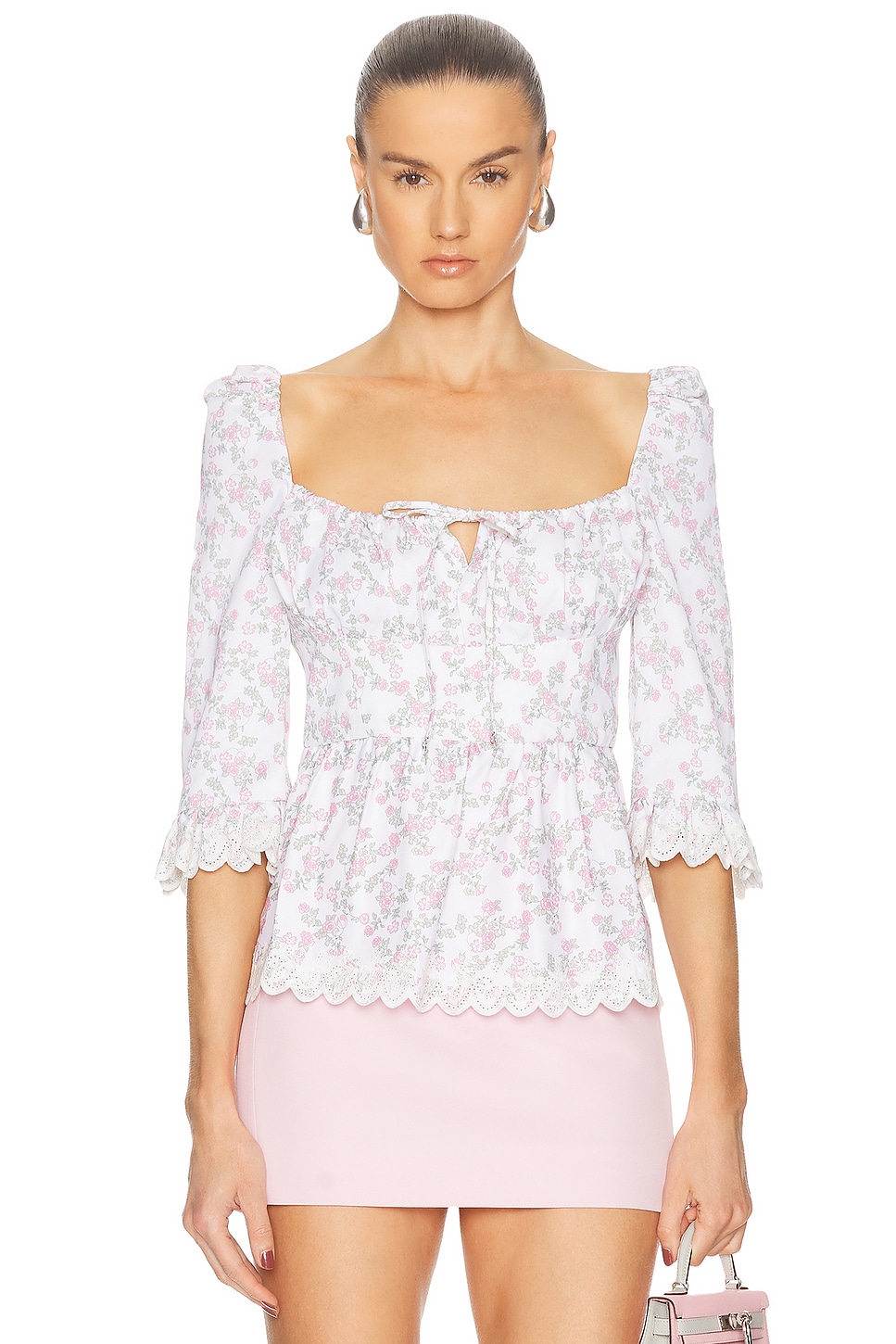 

Open Neck Princess Топ Coperni, Print Flowers White