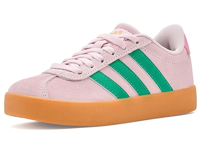 Кроссовки на шнуровке VL Court 3.0 Adidas Kids, Clear Pink/Court Green/Gum