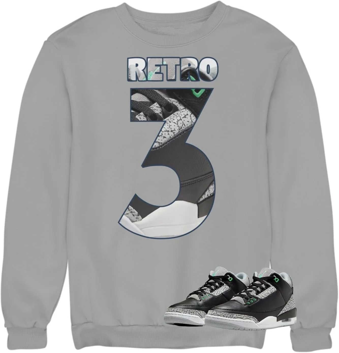 

Свитшот в тон кроссовкам Jordan 3 Green Glow, мужской House Of Tees